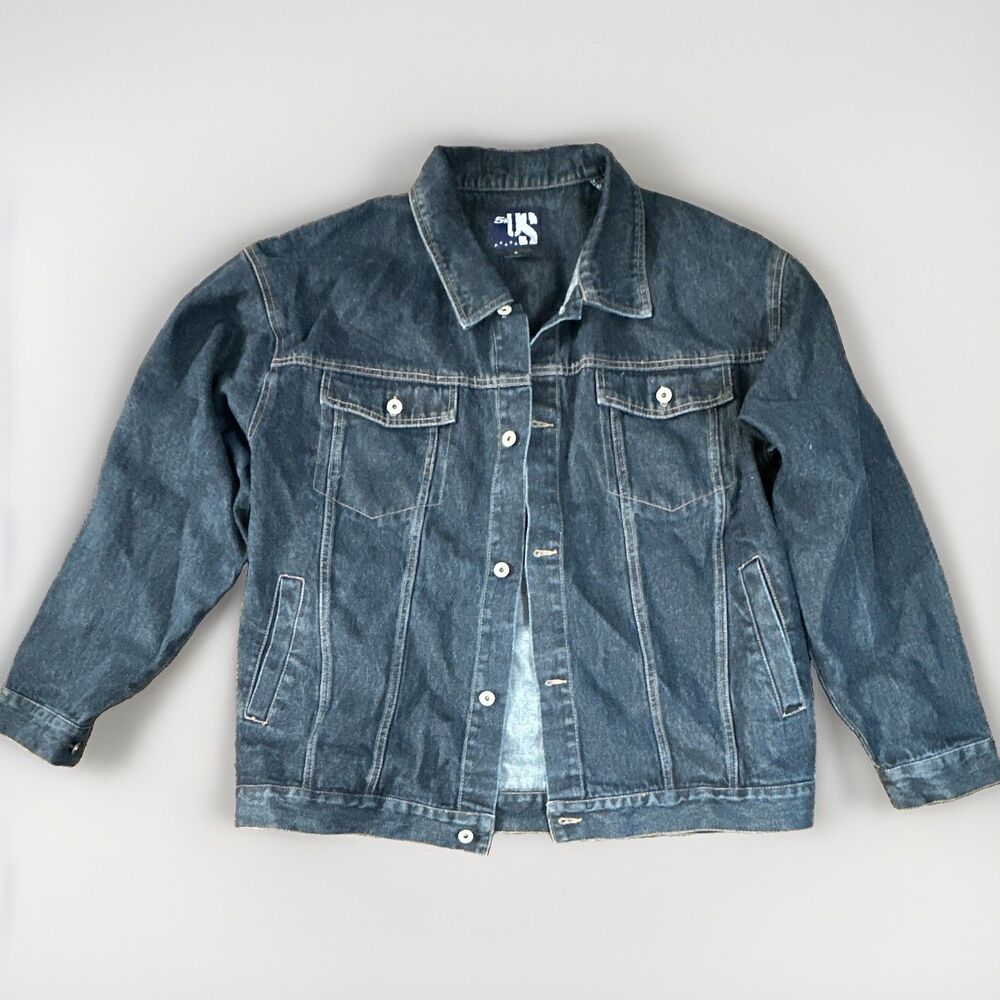 US Men’s Blue Cotton Jean Jacket, Button Closure, Pockets, Size XL